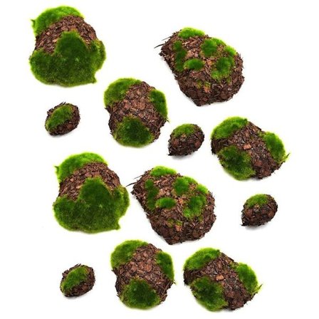 12 stk. kunstig mos dekorative sten, kunstig mos, kunstig mos dekoration til havedekoration DIY blomsterarrangementer