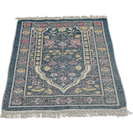 Muslimsk Bønnematte, Myk Blomsterbrodert Islamsk Bønnematte (blå) Gave_max