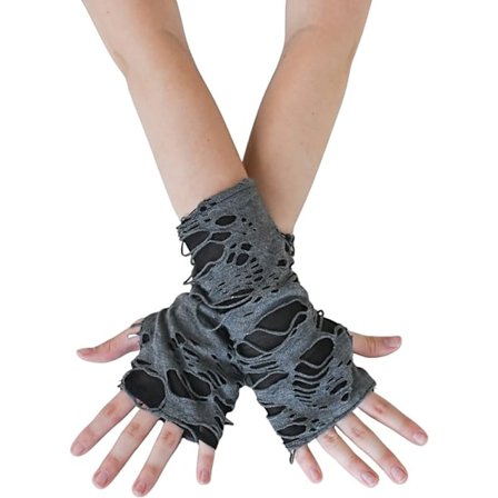 Punk Ripped Arm Warmers - Fingerløse Lange Ærmer Strikket Varme Handsker Goth Tilbehør til Mænd og Kvinder