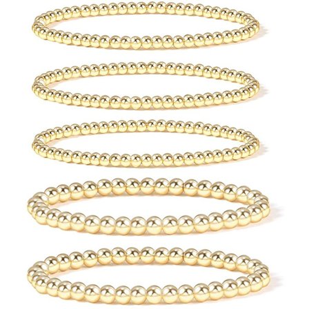 Dam Armband i Guld, Guldpläterat Armband med Retraktil Pärla