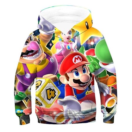 Super Mario Tryck Barn Huvtröja Sweatshirts Långärmad Huvtröja Pullover Sporttoppar