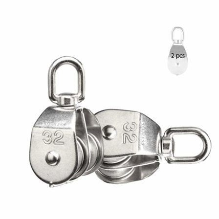 2 stk. Trækhjul, Kabel Løftetræk, Dobbelt Fast Træk,