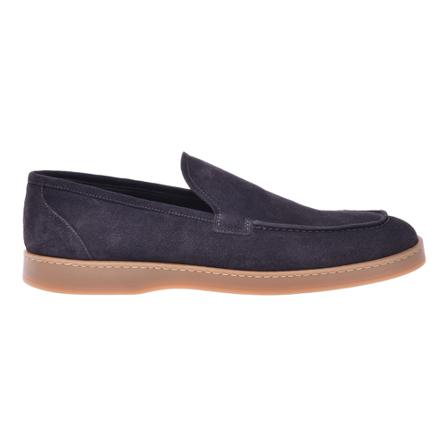Baldinini, Slip-ons in dark grey split leather Niebieski, Mężczyzna, Rozmiar: 42 EU