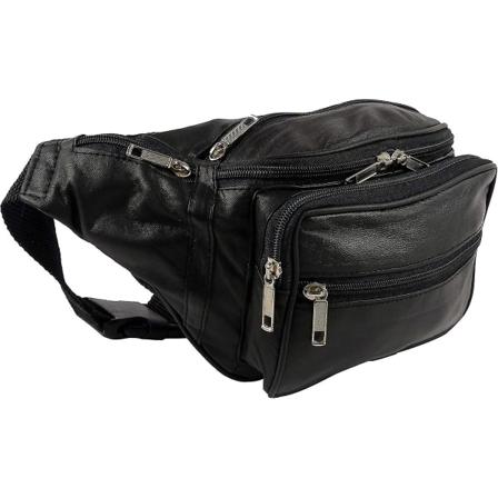 Miesten ja naisten suuri nahkainen musta vyölaukku matkustamiseen, Acsergery-lahja