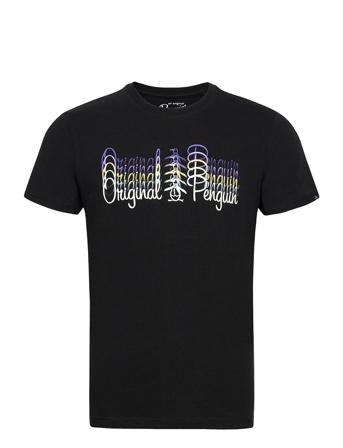 Stacked Script Logo T-Shirt Blue Original Penguin