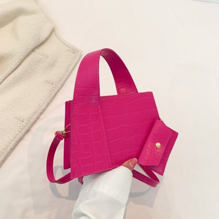 Messenger axelväska Enfärgad handväska för kvinnor ROSE RED - stock