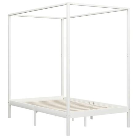 Vidaxl Sängram Himmelsäng Vit Massiv Furu 120x200 Cm Vit