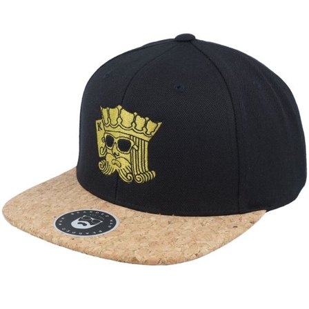 Bearded Man - Svart snapback Keps - King Of Beards Black/Cork Snapback @ Hatstore