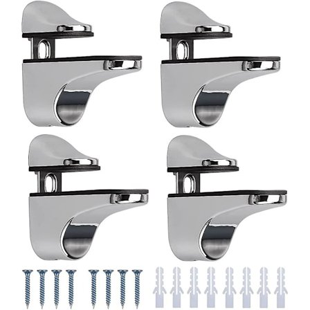 4 Stykker Glasshylleholder, Justerbar Polert Sink Legering Baderom Glasshylle Opp Til 3-20mm Tykkelse Maks