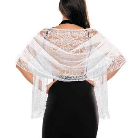 Naisten kukkainen pitsihuivi, jossa on tupsut, naisten iltapuvun, iltajuhlien, verkkohäiden huiveihin