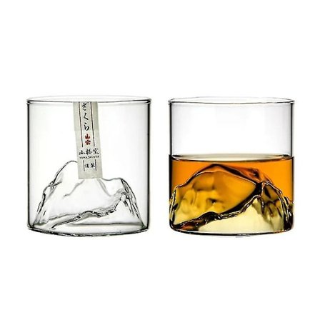 Stort 3D Fjell Japansk Whiskeyglass Gammeldags Stein Tre Gaveeske Vodka Vin
