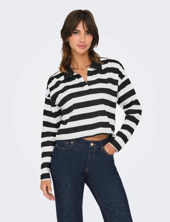 ONLY Onlmay Life L/S Boxy Polo Top Cs Jrs - Black - XL