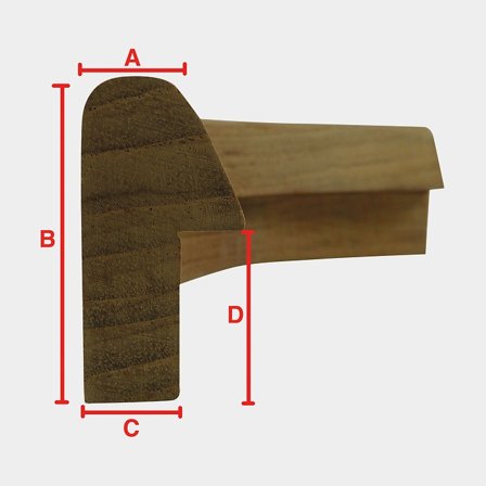 Listón de teca Roca, perfil J, para esquina, 50 mm / 90o, con ranura en el exterior