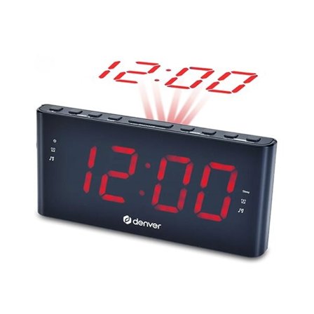 Denver clockradio med projektion og dobbelt alarm - Svart