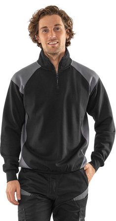 Fristads Herr Green sweatshirt med kort dragkedja 7048 GSM, Svart/Grå