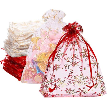 100 st julgåvor, nyårsorganza-påsar, godispåsar, förpackningspåsar, dragpåsar för jul