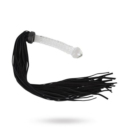 Bad Kitty: Flogger with Curved Glass Handle - Sexleker Vuxen: Bondage & Fetish