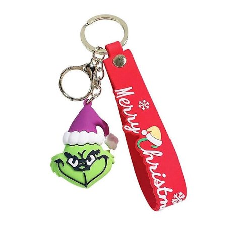Glædelig Jul Grinch Nøglering Til Børn Julegaver, Sød Tegneserie Grinchmas Bil Nøglering Vedhæng Dekorationer