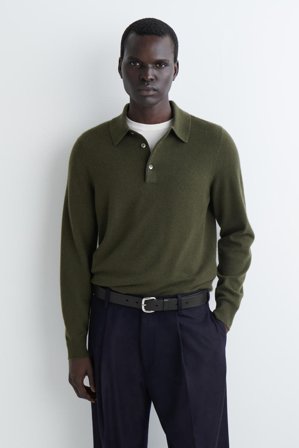 COS Men's Seamless Cashmere Polo Shirt in Green