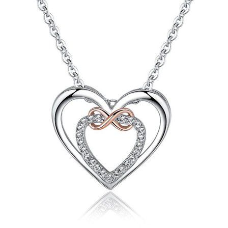 Silver Halsband Infinity Love Hjärta Hänge Halsband Cubic Zirconia Halsband Smycken