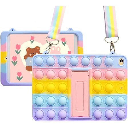 Push Pop Fidget Legetøj Etui til iPad Air 2/Pro/iPad 6 9.7 " Stødsikkert Silikone med Foldbart Stativ og Snor (iPad Air 2/Pro/iPad 6 9.7 ") iPad A...