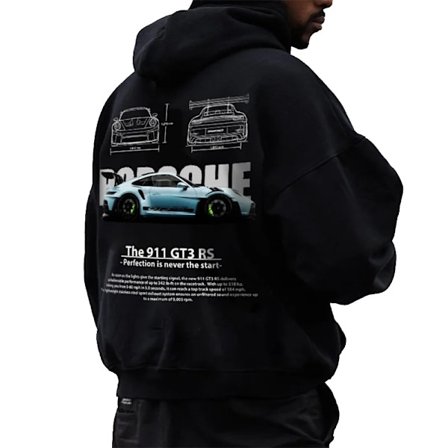 Porsche 911 tryckt hoodie för män - Herr- och dammode Färg1 XL Färg1 XL