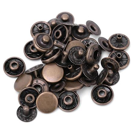 50 set rena knappar i ren mässing, runda tygknappar för dekoration av bagage, 12,5 mm, brons