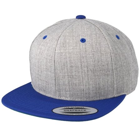 Yupoong - Grijs snapback Cap - Heather Grey/Royal Snapback @ Hatstore