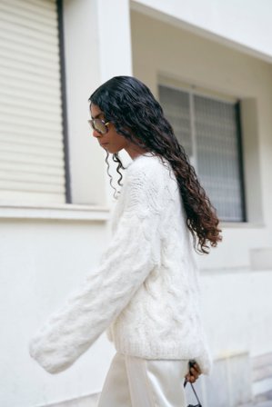 Soft Goat - Chunky cable knit - XL - Feather White