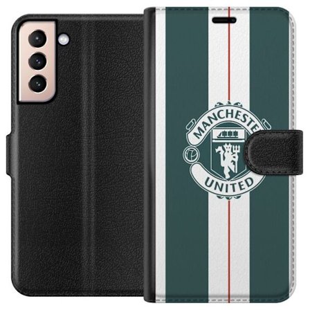 Kompatibelt Lommeboketui til Samsung Samsung Galaxy S21 Manchester United logo fotballklubb emblem Premier League Red Devils plakat hvit grønn bakgru