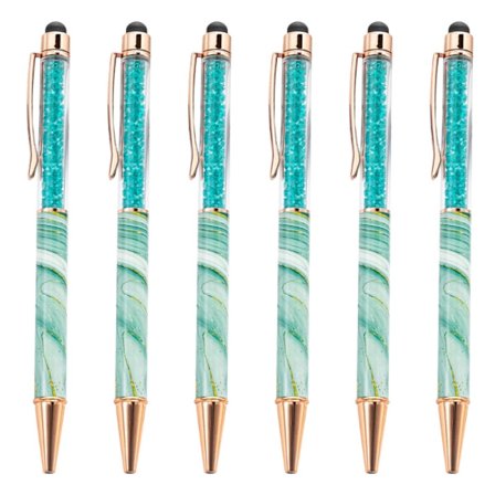 6x pekskärmar Stylus Pen 2 i 1 kristallkulspetspenna Smooth Writing Pen Present