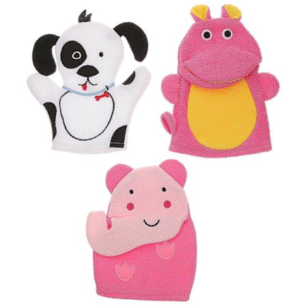 3 st Barn Badsvamp Handske Dusch Bad Vante Loofah Skrubber för Baby Småbarn