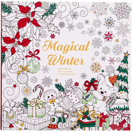 9,75 × 9,75 tommer voksen malebog vinterromantik tema malebog dekompression kunst og papirhåndværk 48 sider 24 ark