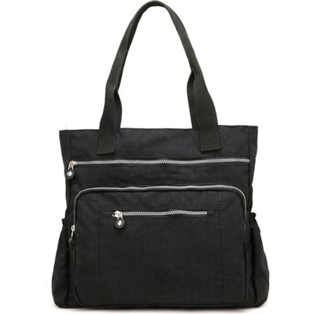 Dame Ensfarvet Multi Lomme Lynlås Tote Skuldertaske