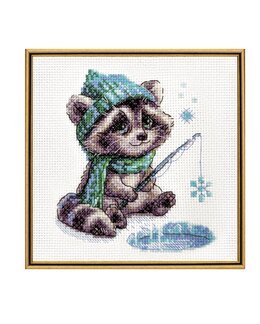 Stickpackung Bild Waschbär beim Angeln - Aine
