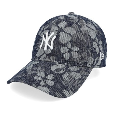 New Era - MLB Blauw unconstructed Cap - New York Yankees Womens Floral Denim 9TWENTY Navy/White Dad Cap @ Hatstore