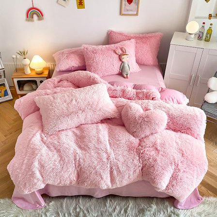 Lyx Ultra Soft Shaggy Crystal Velvet Sängkläder Set 3 delar