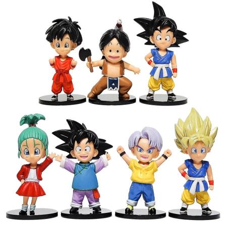 Figurleker anime actionfigur modellgave barn samlefigur 10 cm sett med 7