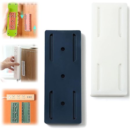 2 kpl Itsekiinnittyvä Pöytäpistorasian Kiinnike, Seinälle Ripustettava Jatkojohtoteline, Rei'itysvapaa Pistorasian Kiinnikejalusta