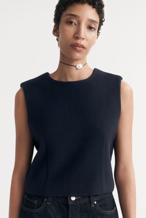 Soft Goat - Woven Top - Women cashmere sweater - XL - Navy