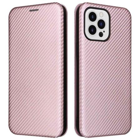IPhone 14 Pro fodral med kolfiber-look - Mjukrosa Rosa