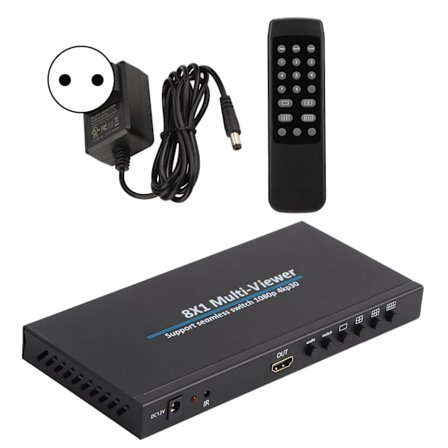 8x1 HD Multimedia Interface Skærmsplitter Multi Viewer Divider til Gaming Sikkerhedsovervågning 110-240V EU-stik