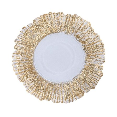 Lasinen pyöreä tarjoiluvati ruoanlaittoon, tarjoiluastia, ruusukulta, 27 cm XZG