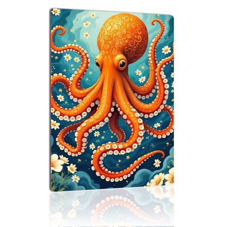 Eloisa oranssi mustekala metallikyltti valtameren merielämän seinätaide vintage peltikyltti laatta kodin sisustukseen