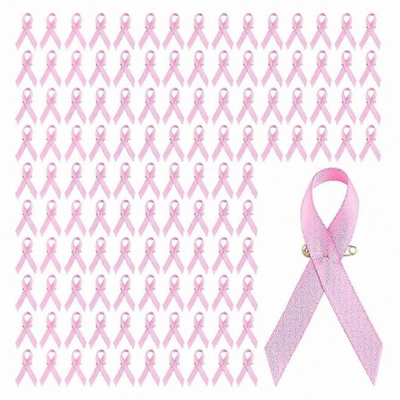 100 stykker rosa kjærlighetsbånd generell veldedighetslogo badge ikke-pinne bånd brosje varmt kutt hånddekorasjon bevissthetsbånd