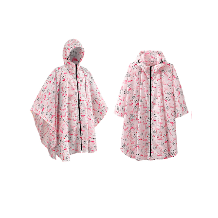 Regnjakke Poncho med Glidelåshette for Voksen, Flamingo