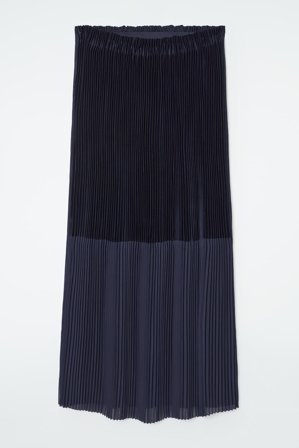 COS Women's Panelled Pleated Column Maxi Skirt in Blue