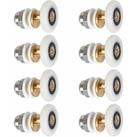 Brusehjulsæt - Sæt med 8 stk. 25 mm udskiftningshjul til skydedør til brusekabine.