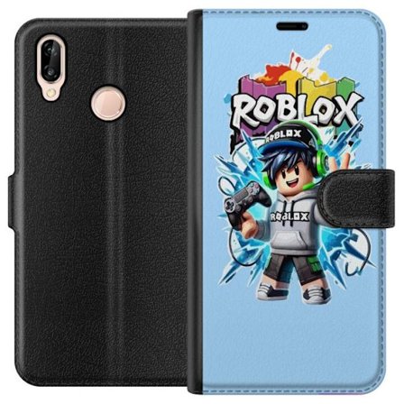 Kompatibelt Plånboksfodral till Huawei Huawei P20 lite Färgstark Roblox-karaktär med handkontroll och energifylld splash art design, perfekt för b