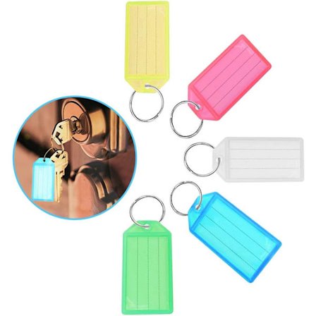40 stk. nøkkelbrikker, nøkkelbrikker i farget plast, nøkkelbrikker med navnebrikke for merking av nøkler, kofferter, vesker, kjæledyr, fem farger